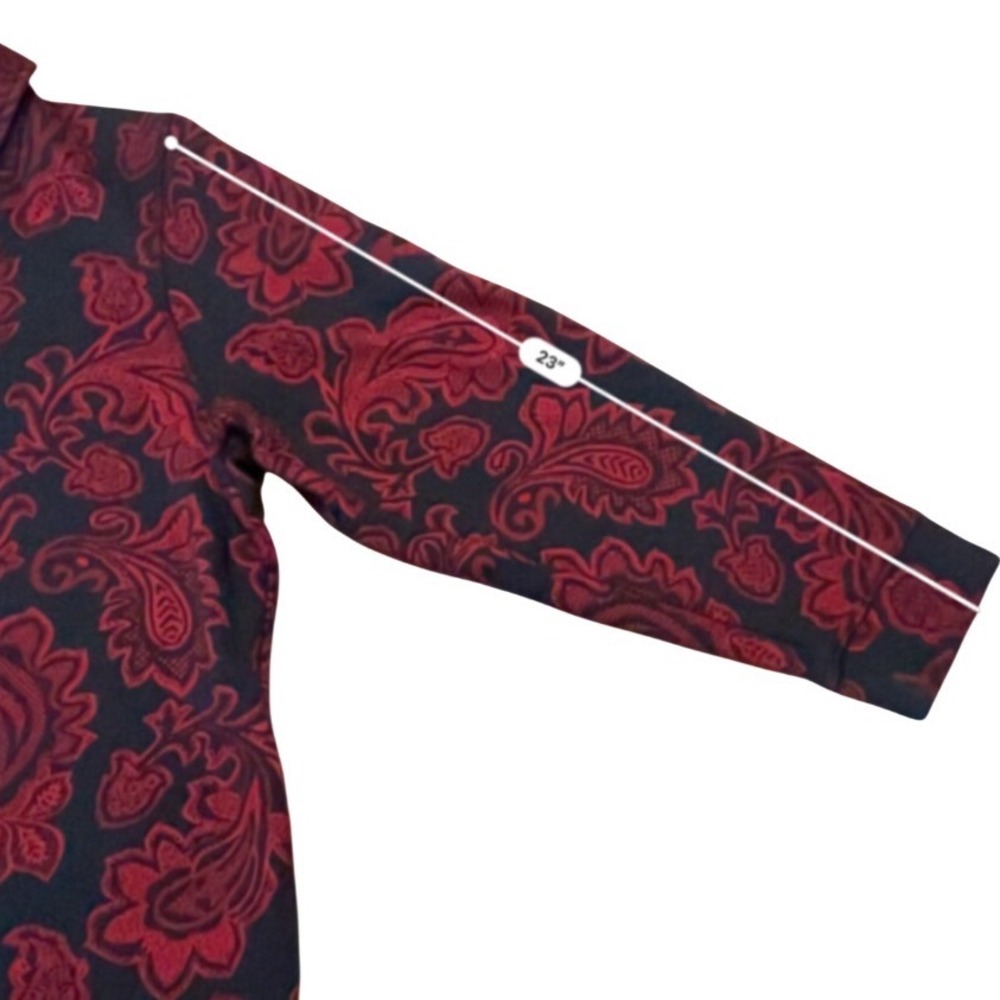 Croft & Barrow Sweatshirt Wms 1X Red Paisley Quarter Zip Pullover Classic Cozy - Picture 8 of 11